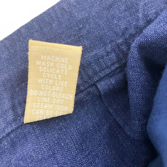 Kate Hill Cargo Pants Size 6 Navy Blue 100% Linen Wide Leg Utility Pockets - Picture 11 of 11